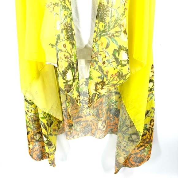 Boho Floral Sheer Tunic Poncho Long Sleeveless Kimono Vest Coverup One Size - Picture 3 of 8